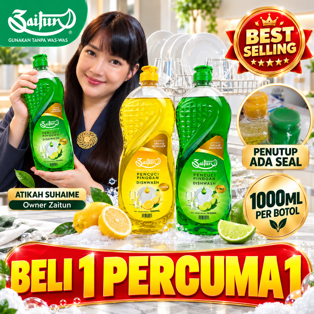 Zaitun Pencuci Pinggan Lemon dan Lime 1000ml